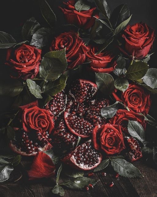 roses and pomegranet
